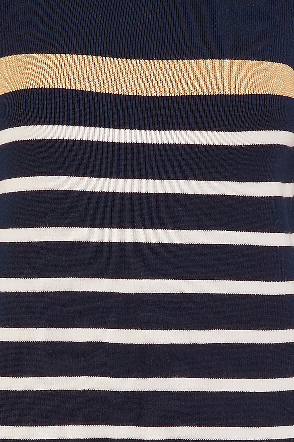 Yumi Navy Striped Knitted Dress With Button Cuff Detail