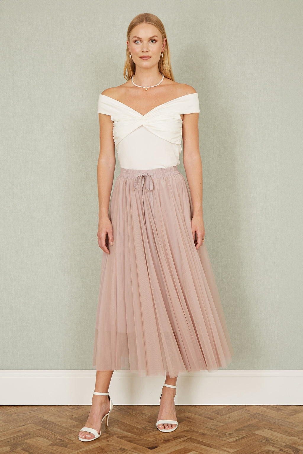 Yumi Blush Pink Mesh Tulle Skirt