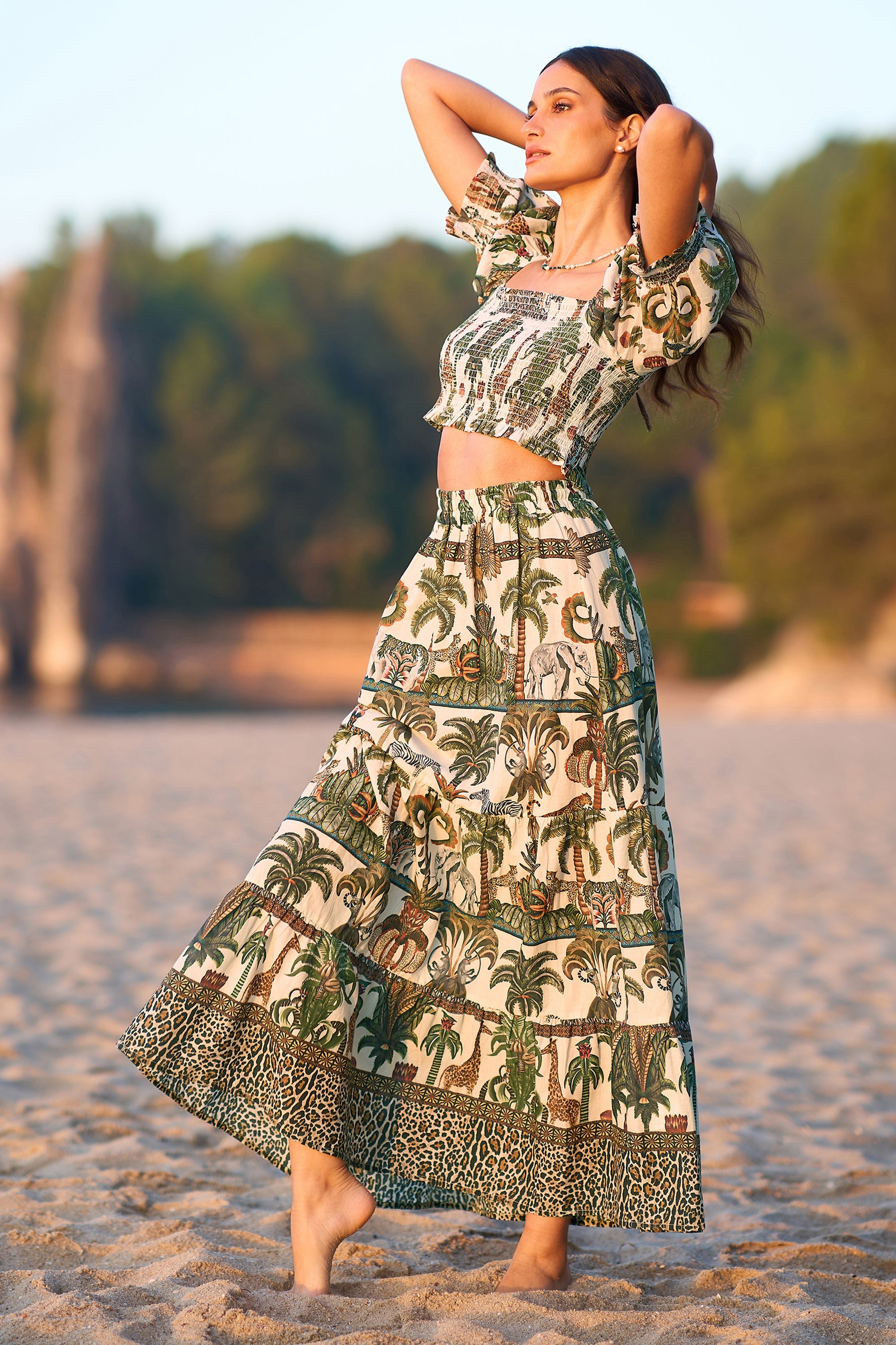 Yumi White Cotton Voile Safari Midi Skirt