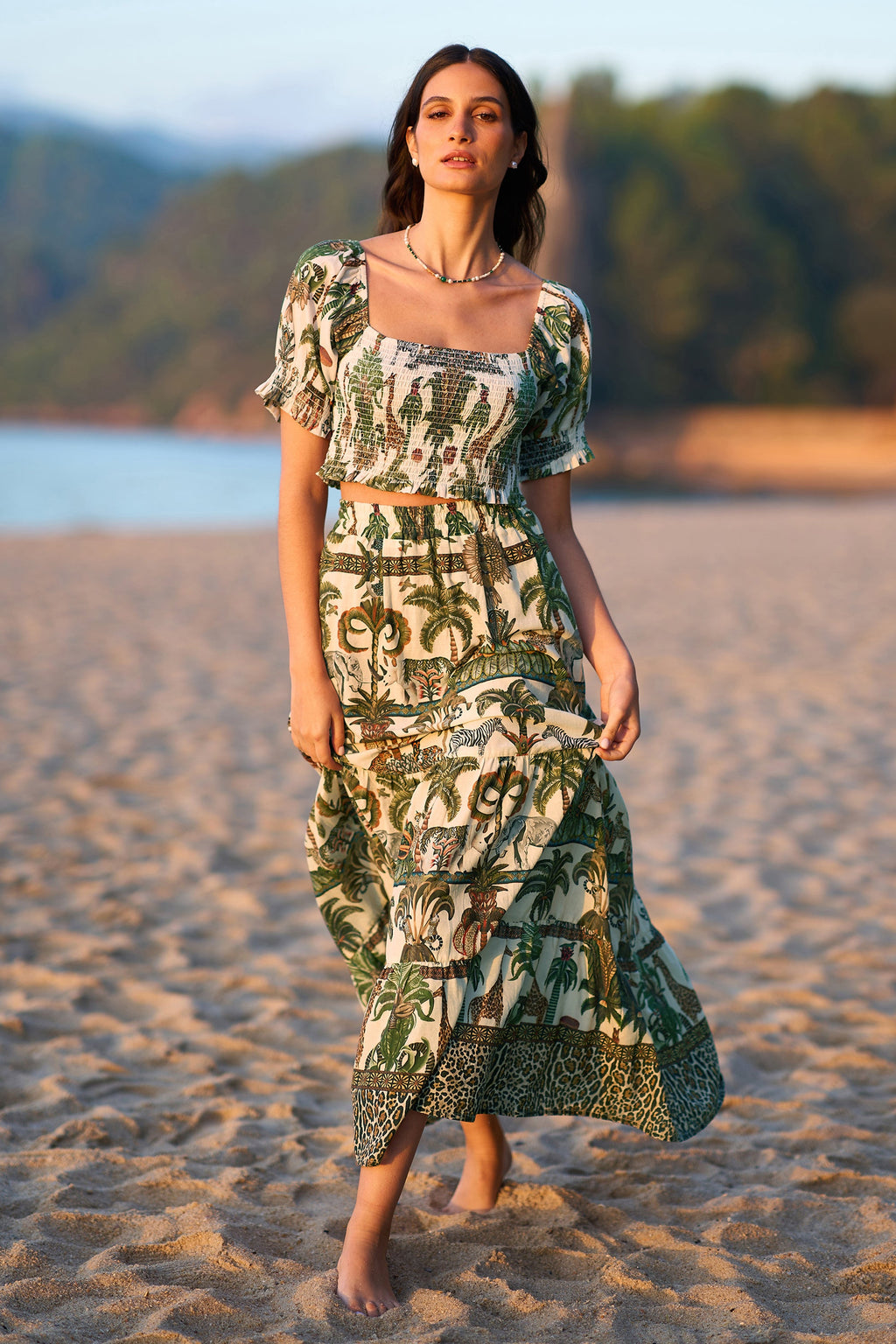 Yumi White Cotton Voile Safari Midi Skirt