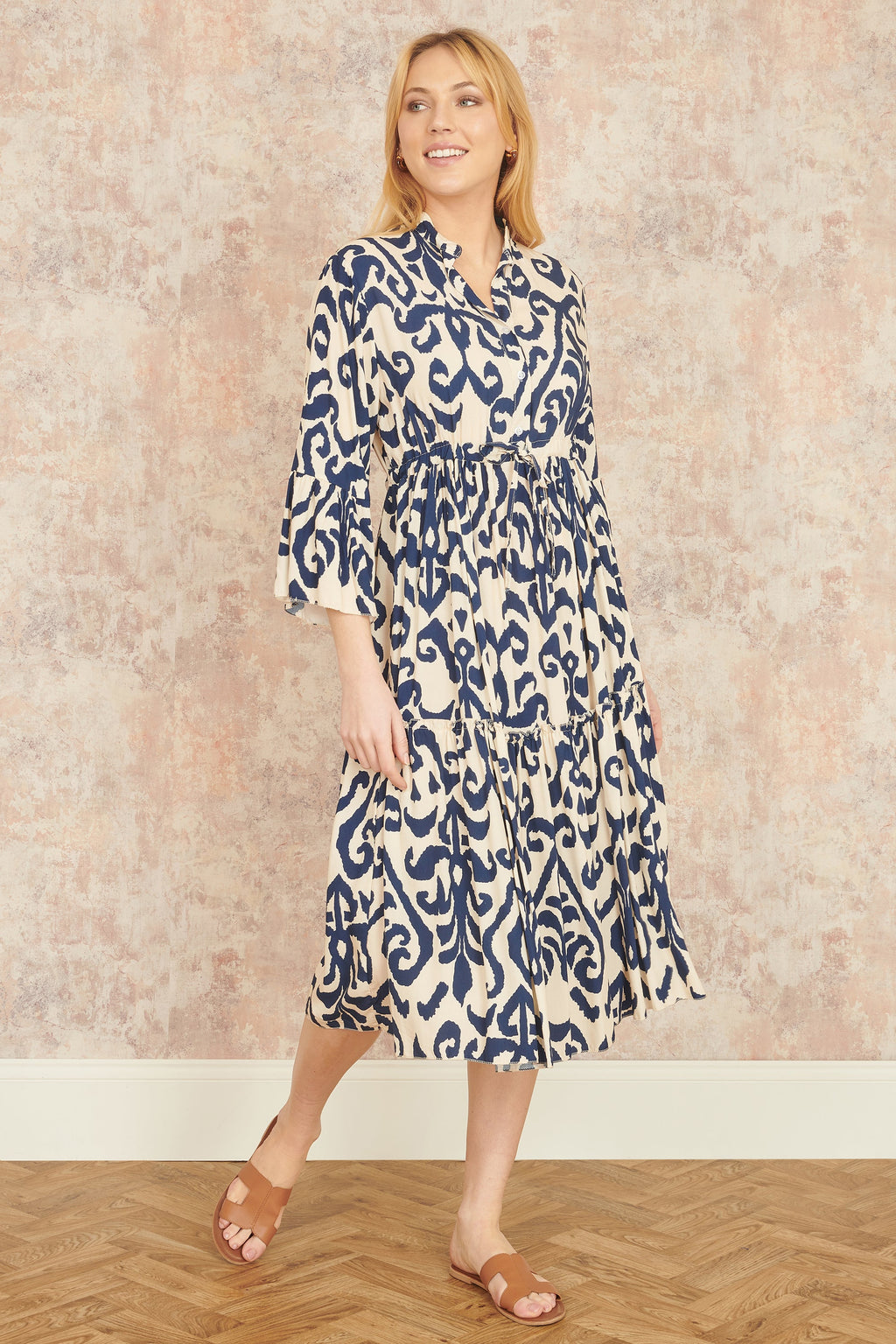 Yumi Navy Block Print Kaftan