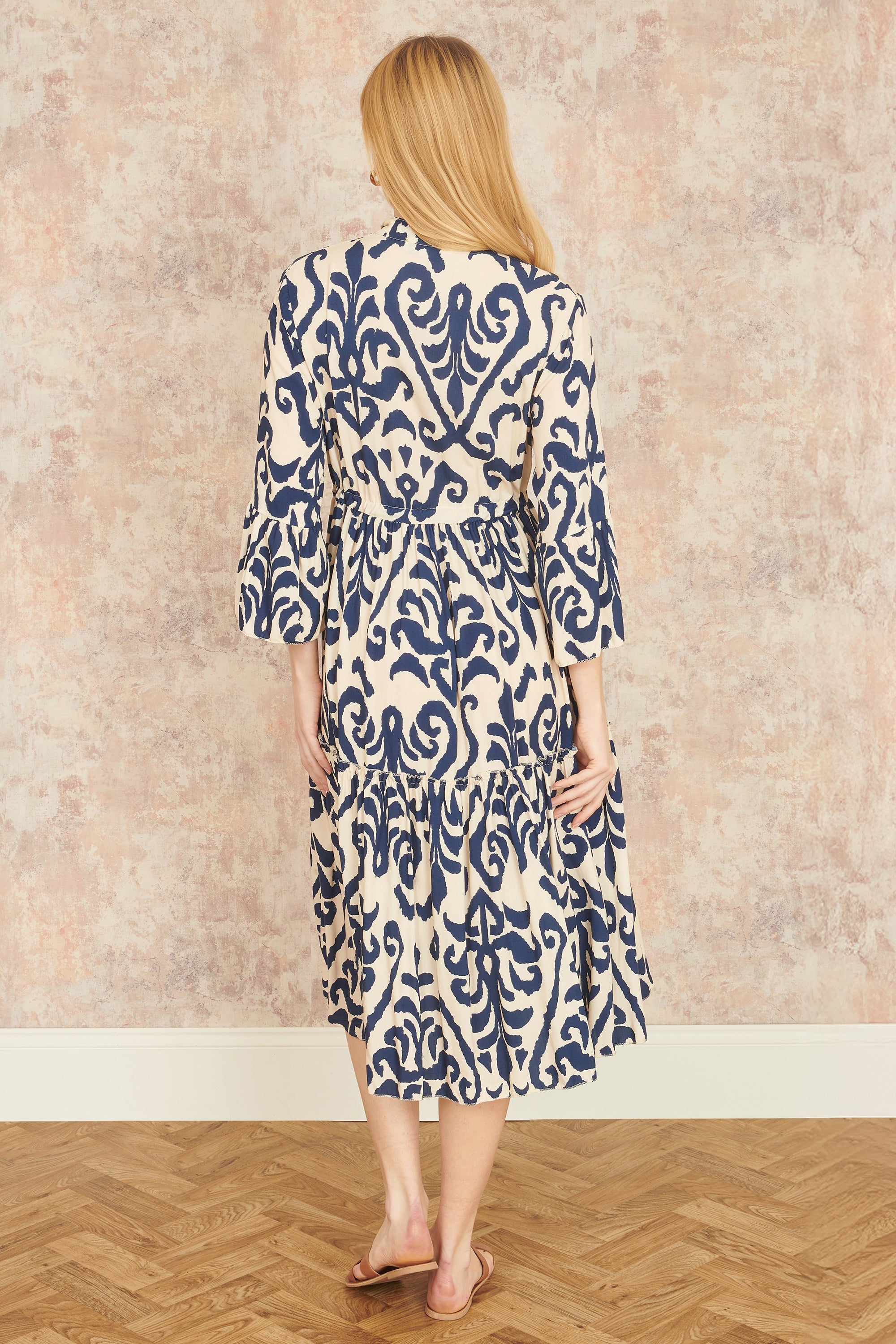 Yumi Navy Block Print Kaftan