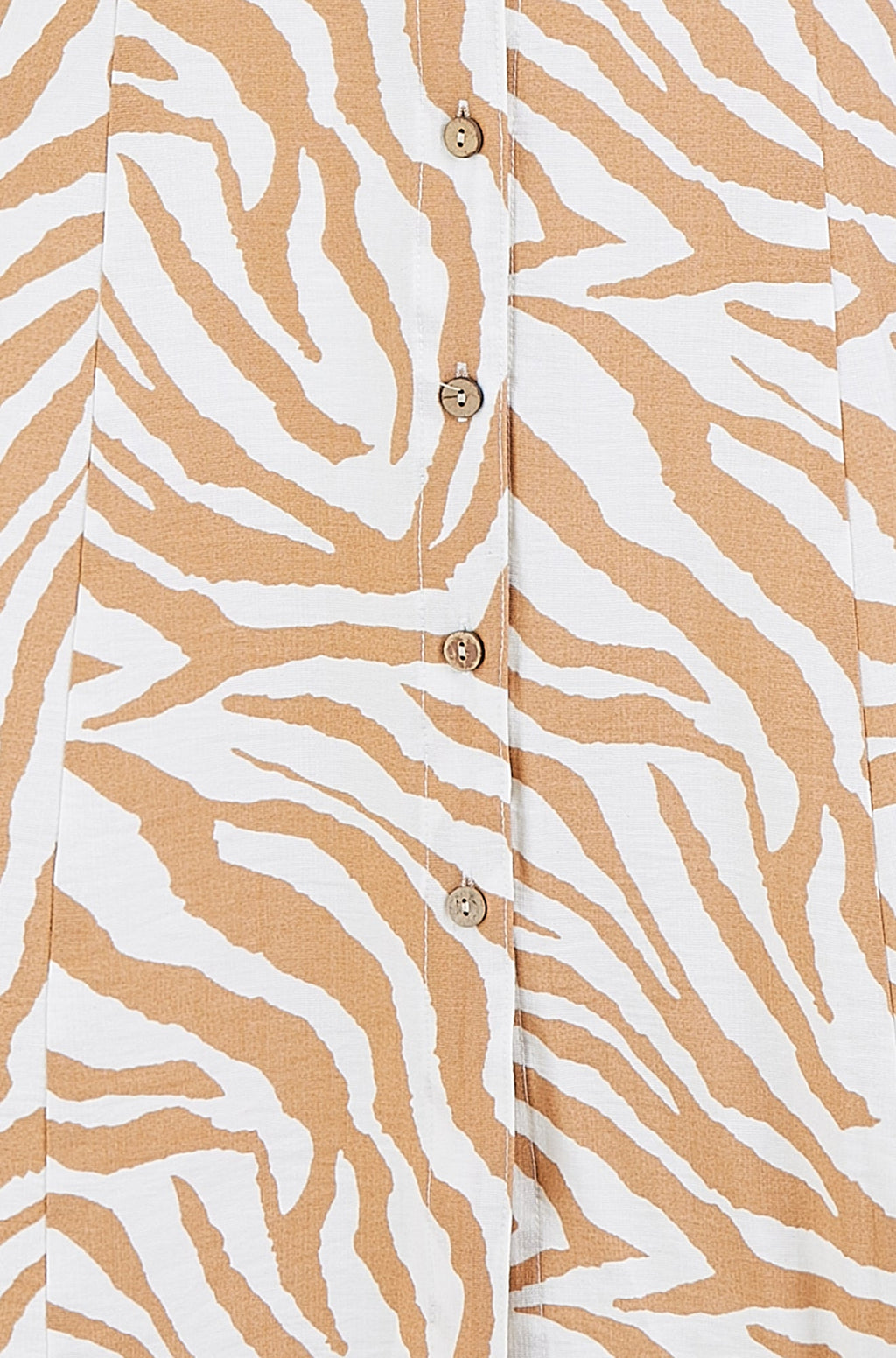 Yumi Brown Zebra Print Collar Sleeveless Shirt Mini Dress