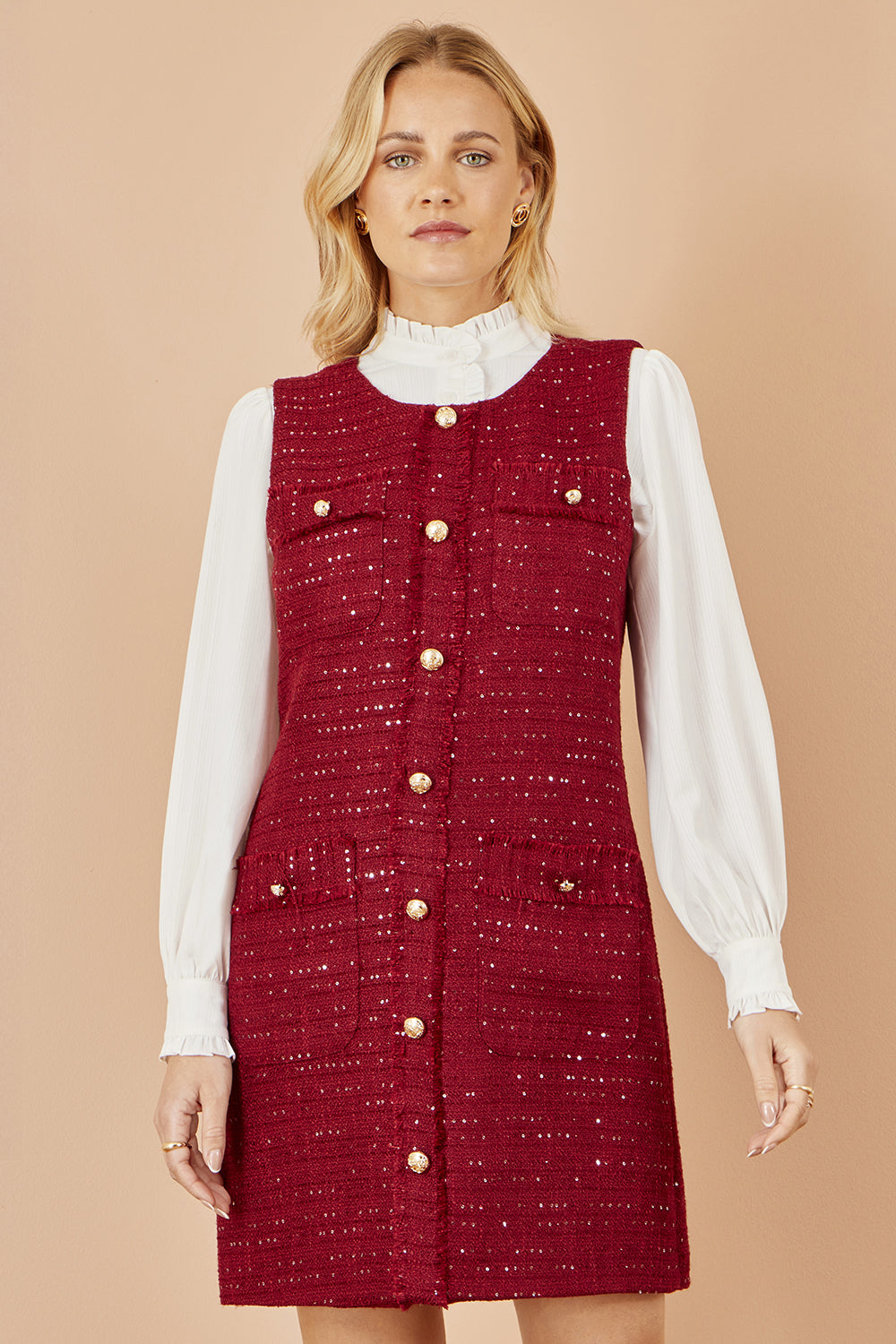 Yumi Burgundy Boucle Tunic Dress