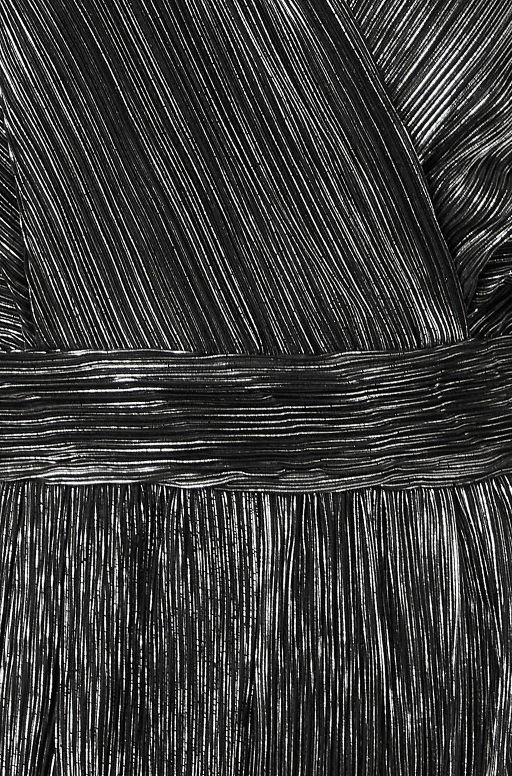 Yumi Black Metallic Pleated Jumpsuit With V Neck