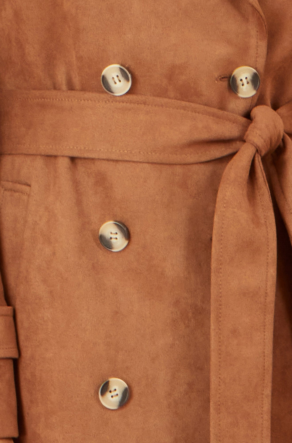 Yumi Brown Faux Suede Trench Coat