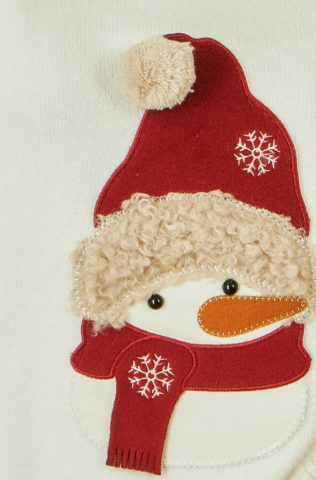 Yumi White Christmas Jumper With Applique Snowman