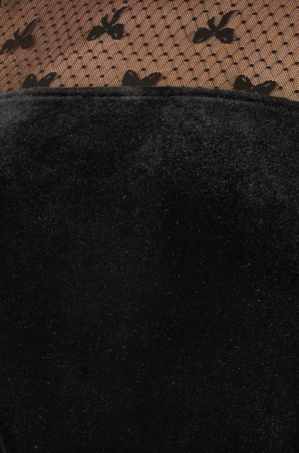 Yumi Black Velvet Skater Dress With Mesh Bow Sleeves