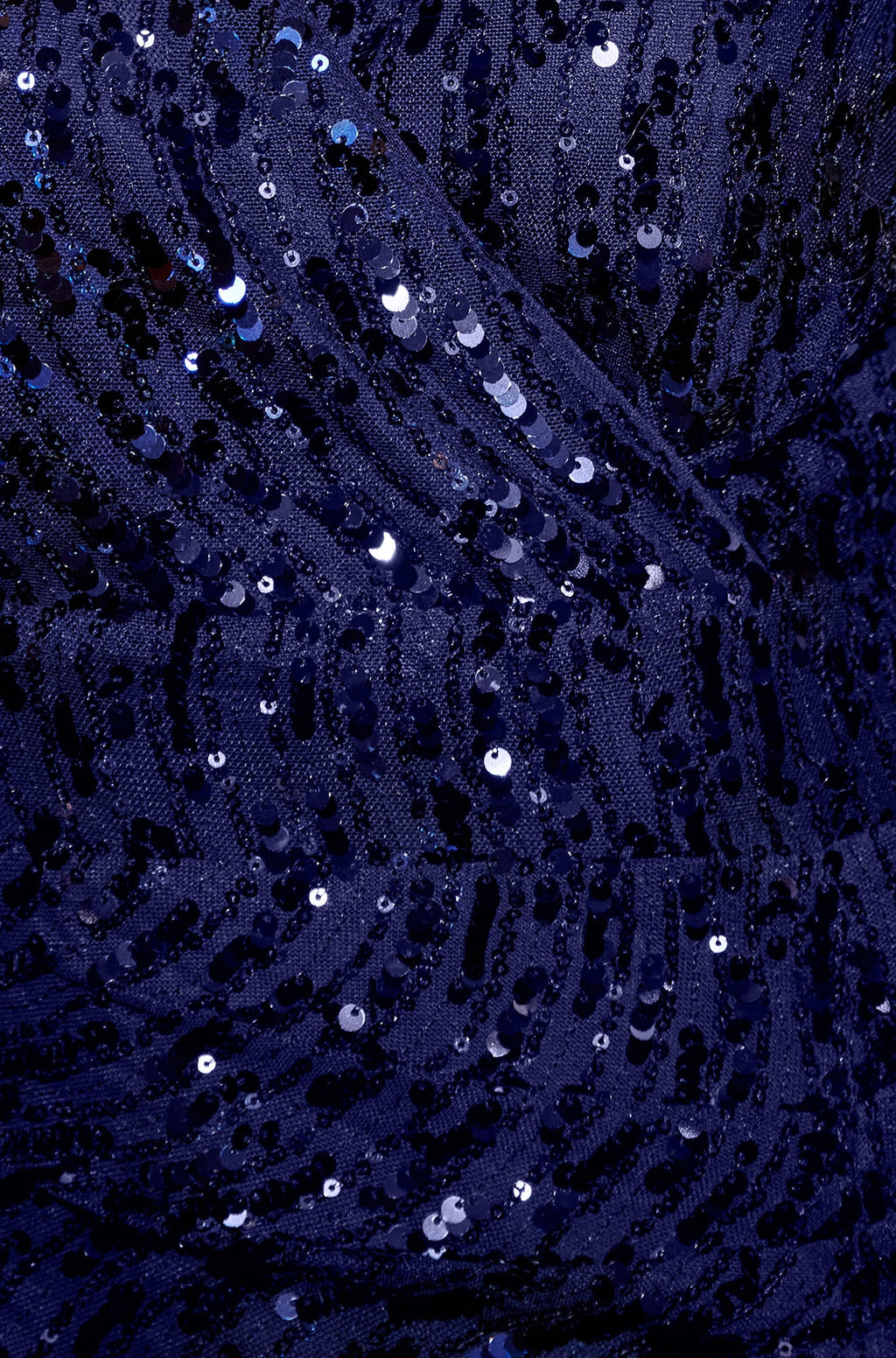 Yumi Navy Sequin Fitted Wrap Dress With Split Hem