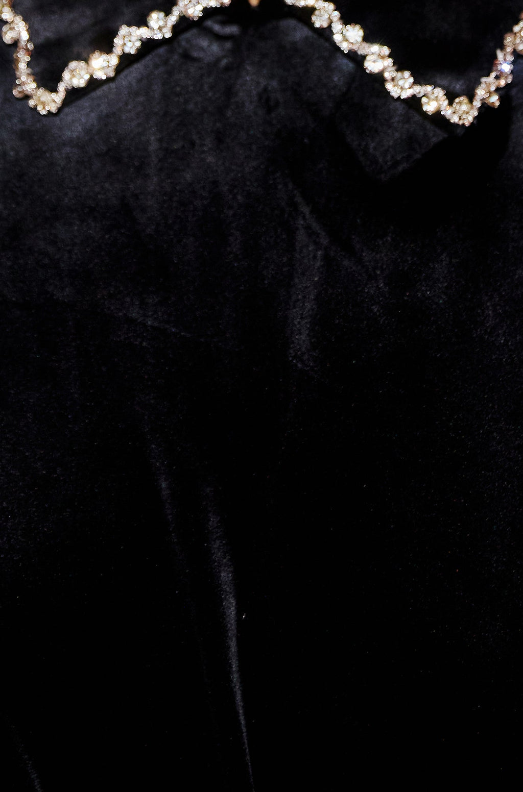 Yumi Black Long Sleeve Velvet Tunic With Diamante Collar