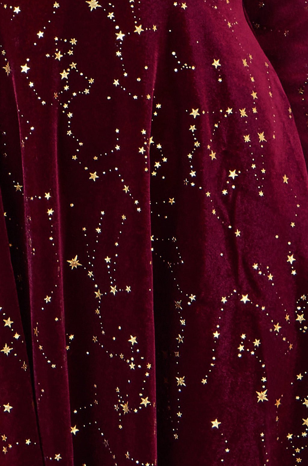 Yumi Burgundy Star Foil Print Long Sleeve Skater Dress