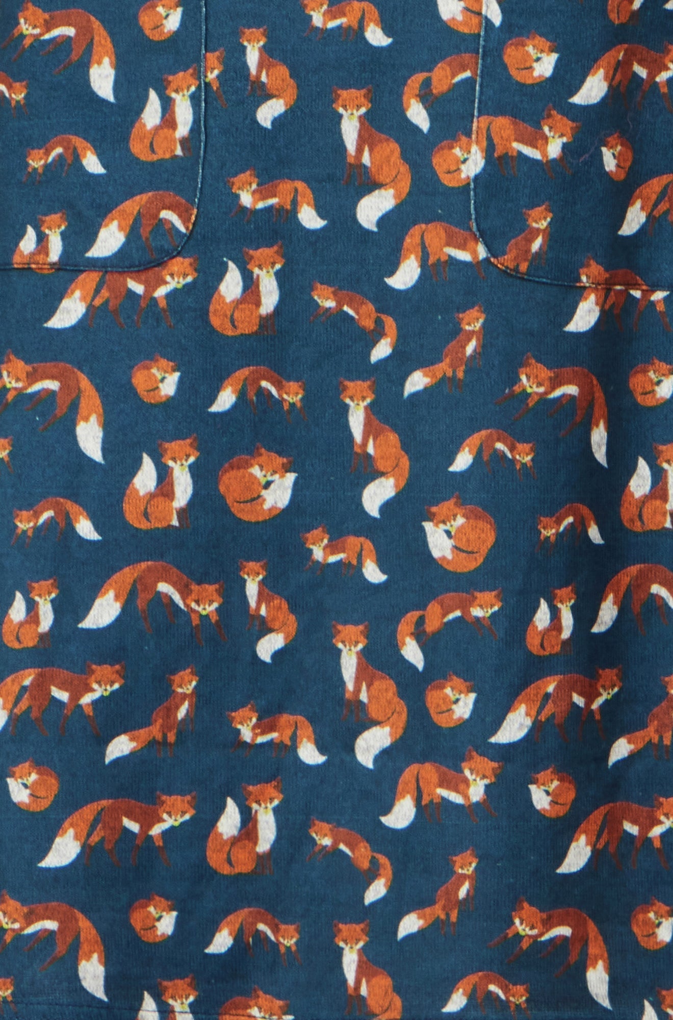 Yumi Navy Fox Long Sleeve Layered Tunic Dress With Front Pocket