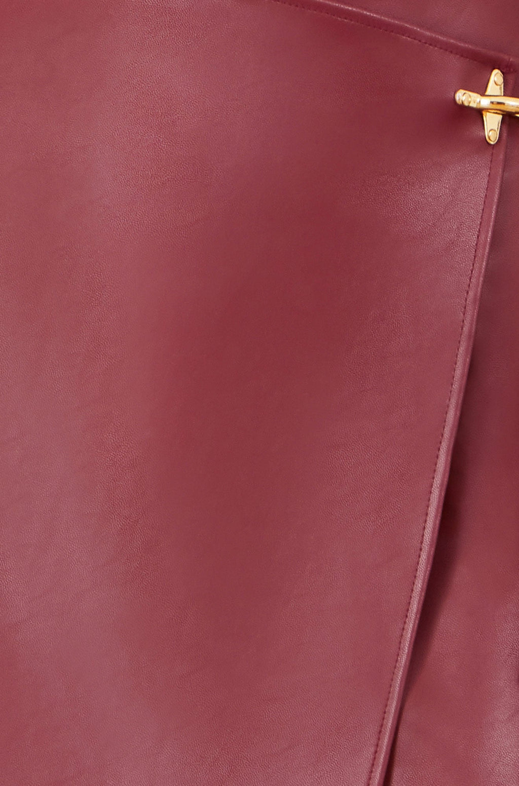 Yumi Burgundy Faux Leather Wrap Mini Skirt