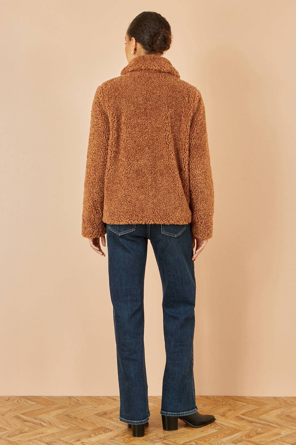 Yumi Brown Short Teddy Bear Jacket