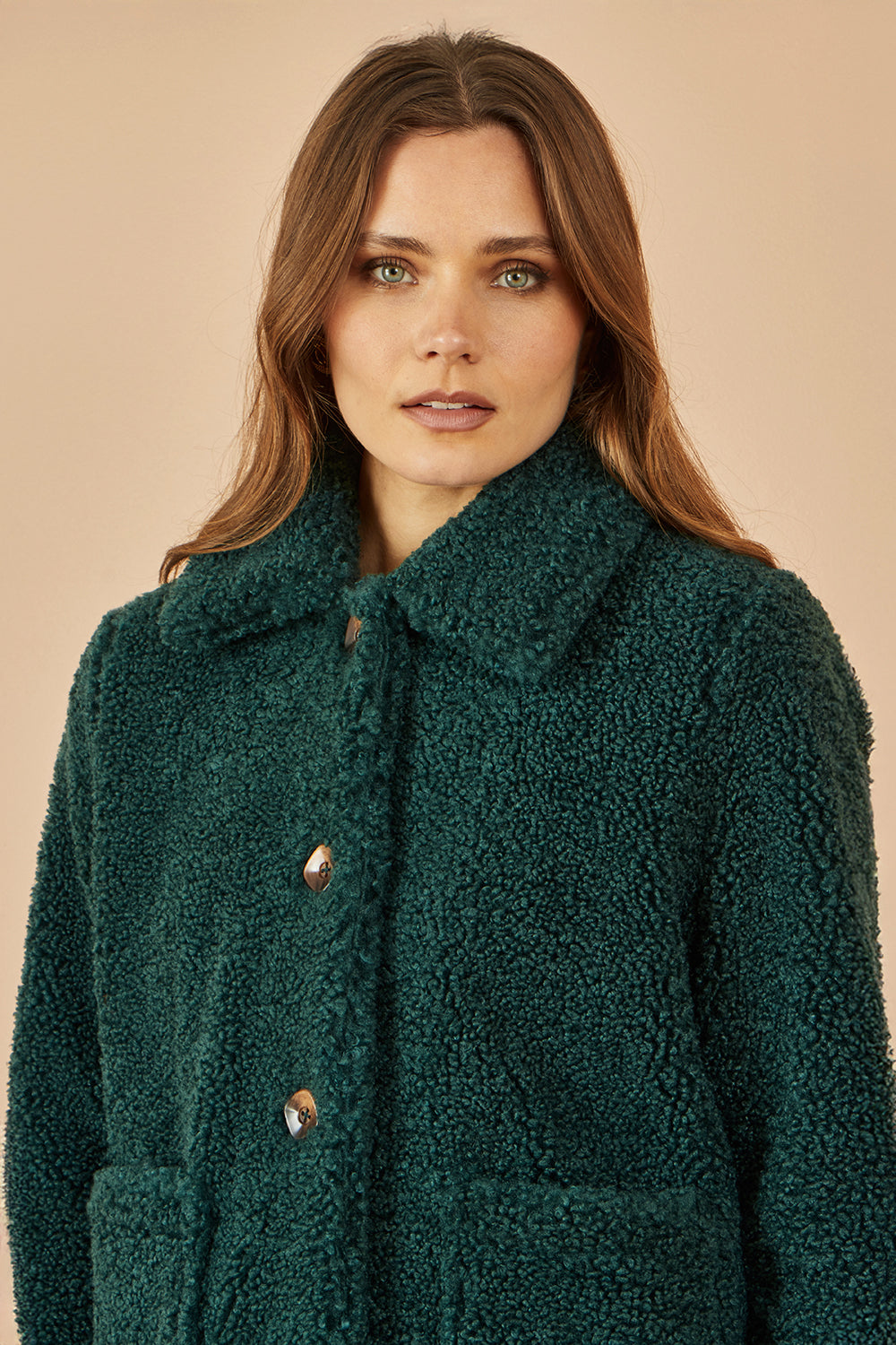 Yumi Green Short Teddy Bear Jacket