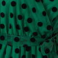 Yumi Green Spot Mesh Wrap Midi Skater Dress