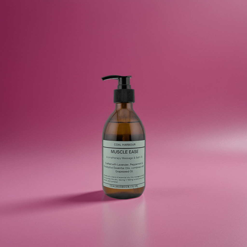 Aromatherapy Massage and Bath Oil - Muscle Ease with Lavender, Peppermint & Eucalyptus Essential Oils