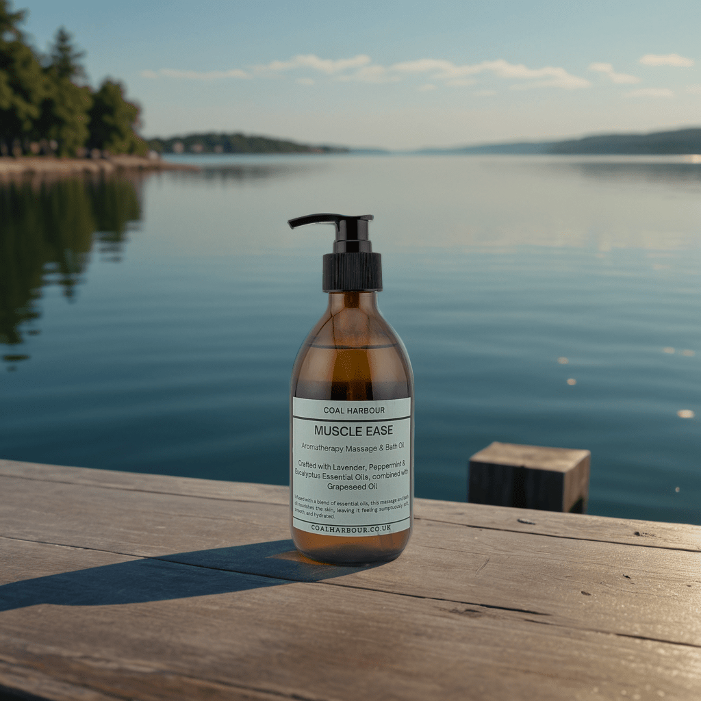 Aromatherapy Massage and Bath Oil - Muscle Ease with Lavender, Peppermint & Eucalyptus Essential Oils