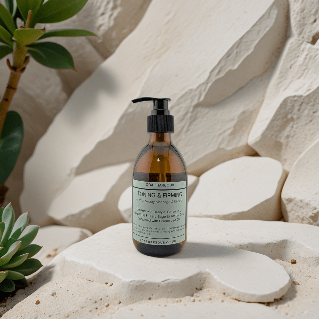 Aromatherapy Massage and Bath Oil - Toning & Firming With Orange, Grapefruit, Geranium & Clary Sage Essential Oils