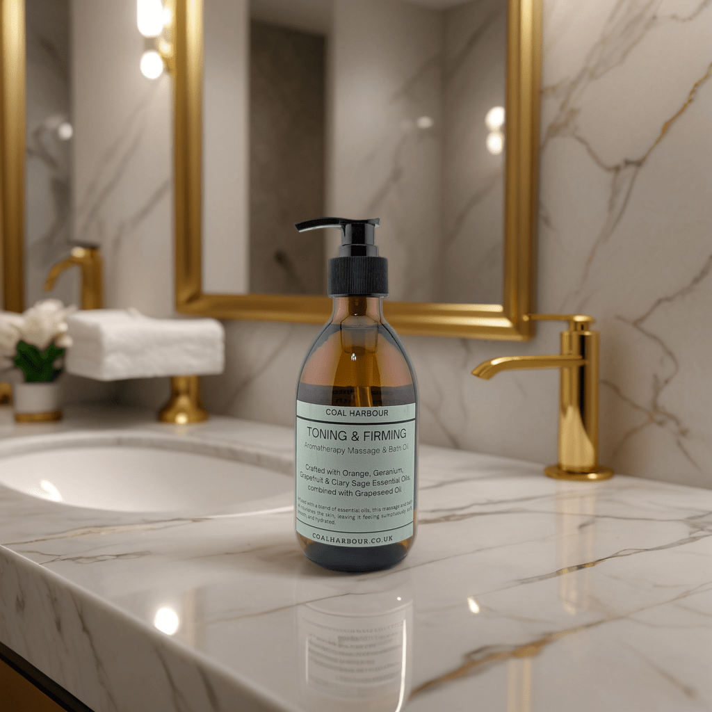 Aromatherapy Massage and Bath Oil - Toning & Firming With Orange, Grapefruit, Geranium & Clary Sage Essential Oils