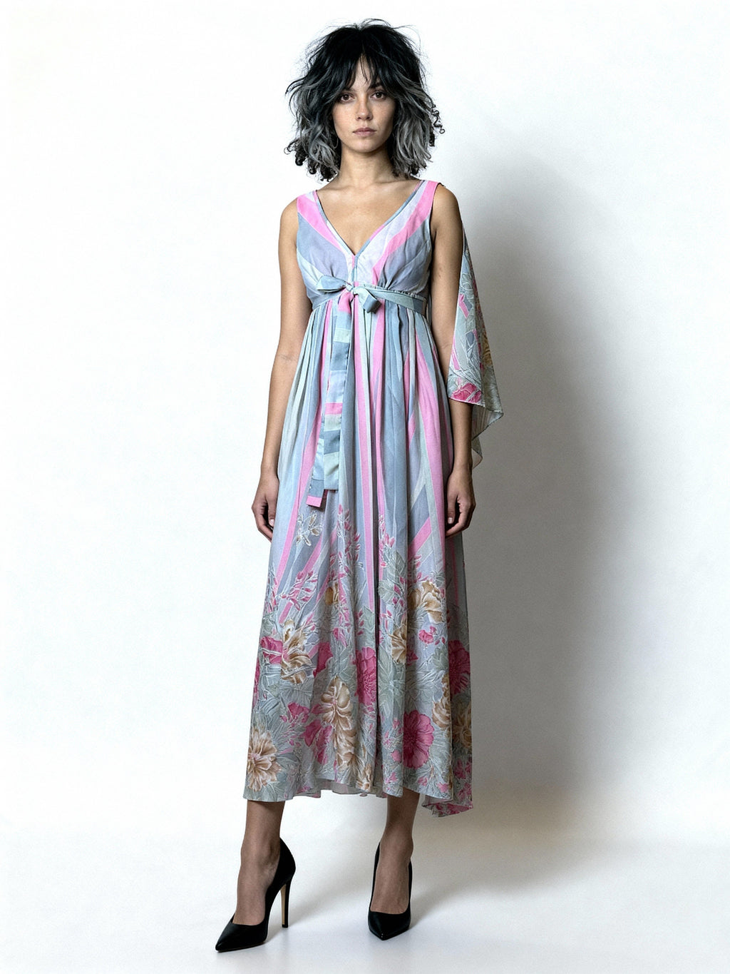 Stunning Original 1970'S Vintage Floral Maxi Dress Uk 10 - 12