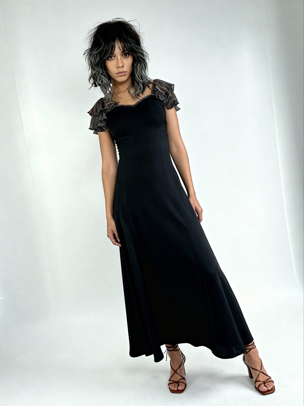 Incredible 1970's Vintage Moss Crepe Radley of London Black Dress UK 8 - 10