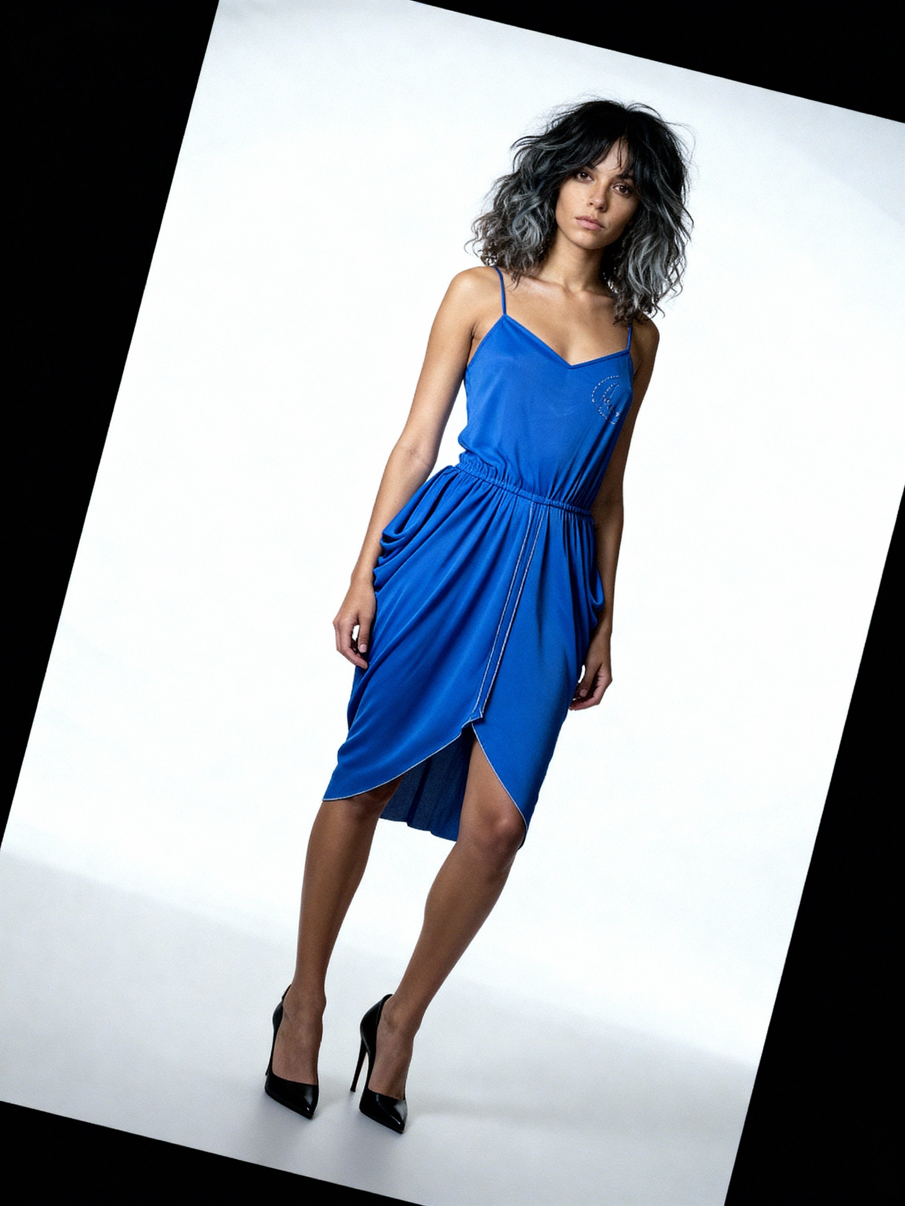 Original 1970's Vintage Electric Blue Disco Dress UK 6 - 8