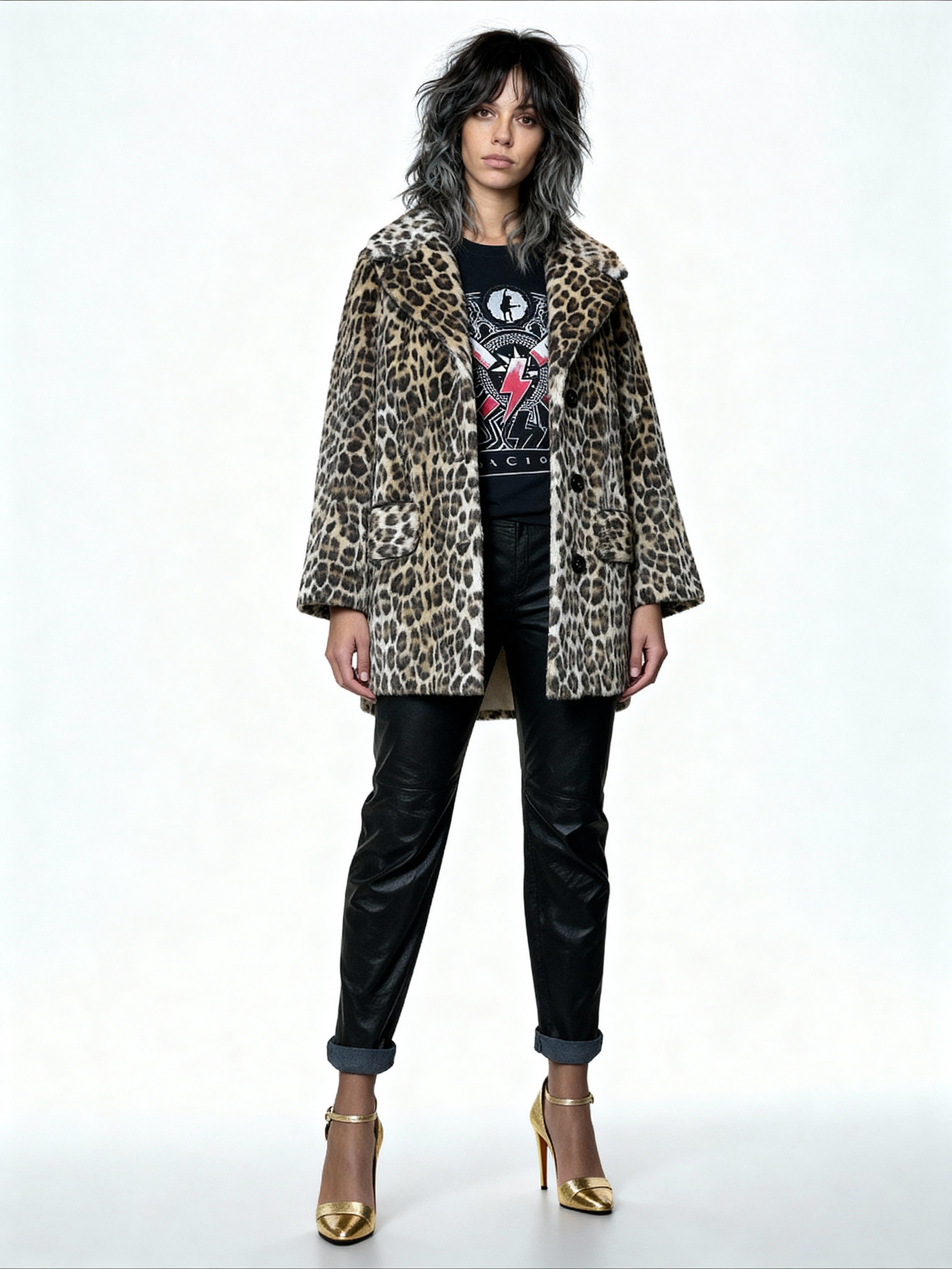 Original 1970's Vintage Leopard / Animal Print Faux Fur Coat UK 8 - 14