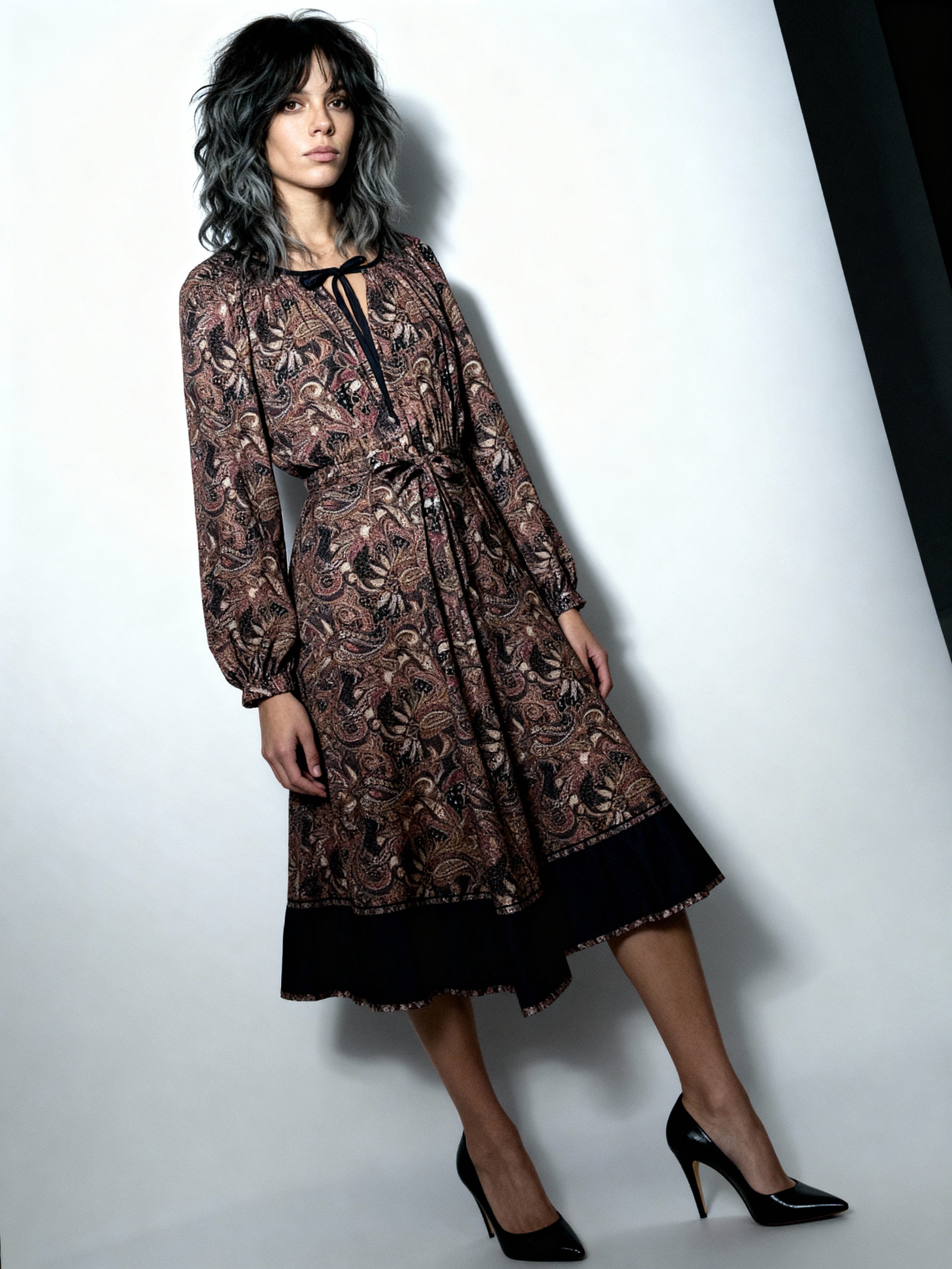 Original 1970's Vintage Paisley Print Dress UK 8 - 12