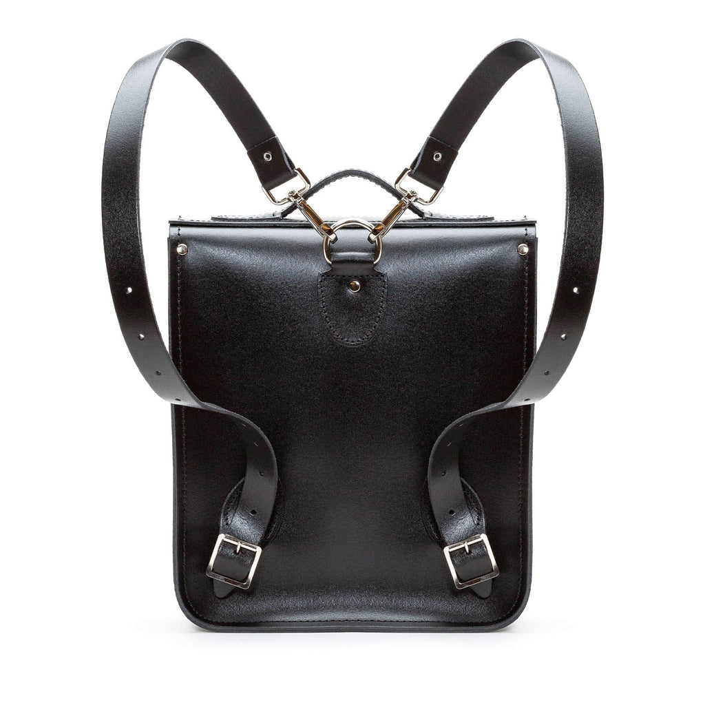 Handmade Leather City Backpack - Gothic Striped Grey & Black