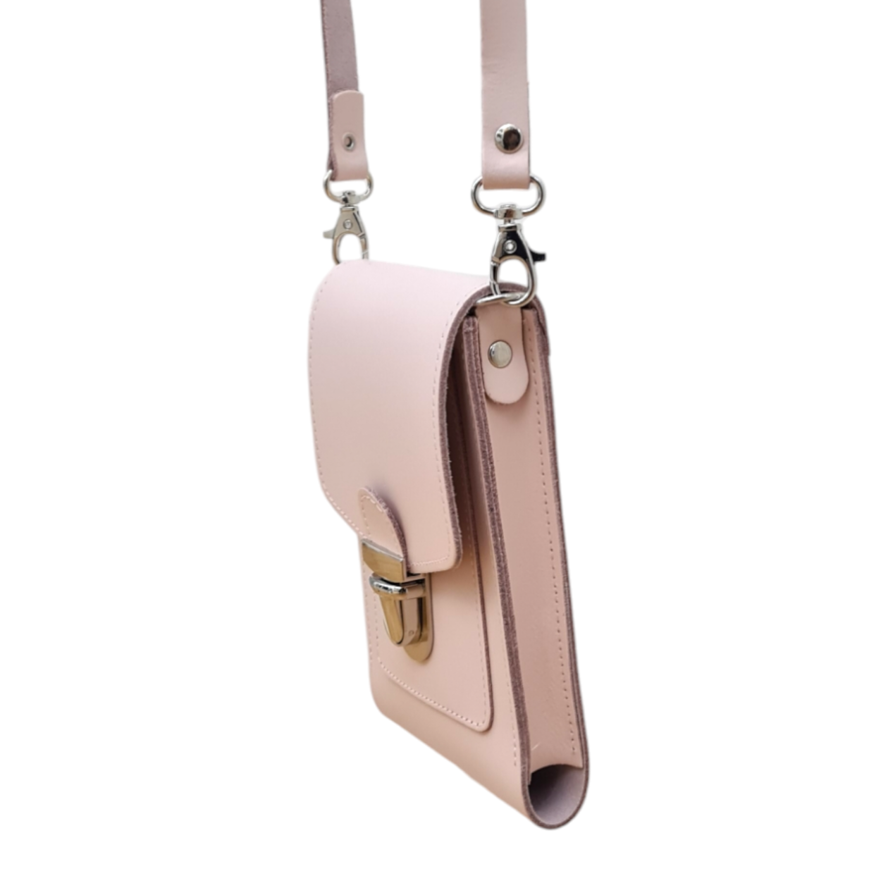 Leather Push Lock Crossbody Phone Case - Cherry Blossom