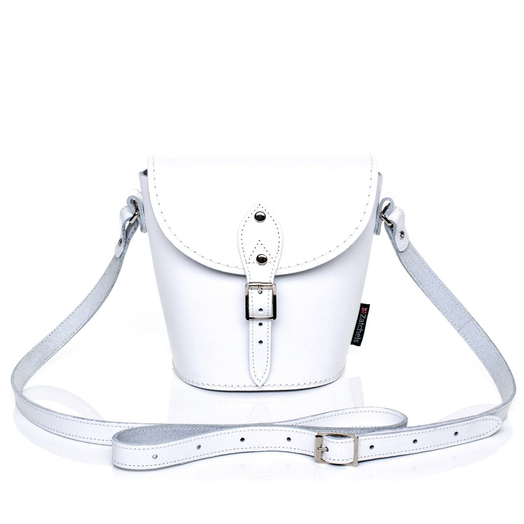 Handmade Leather Barrel Bag - White