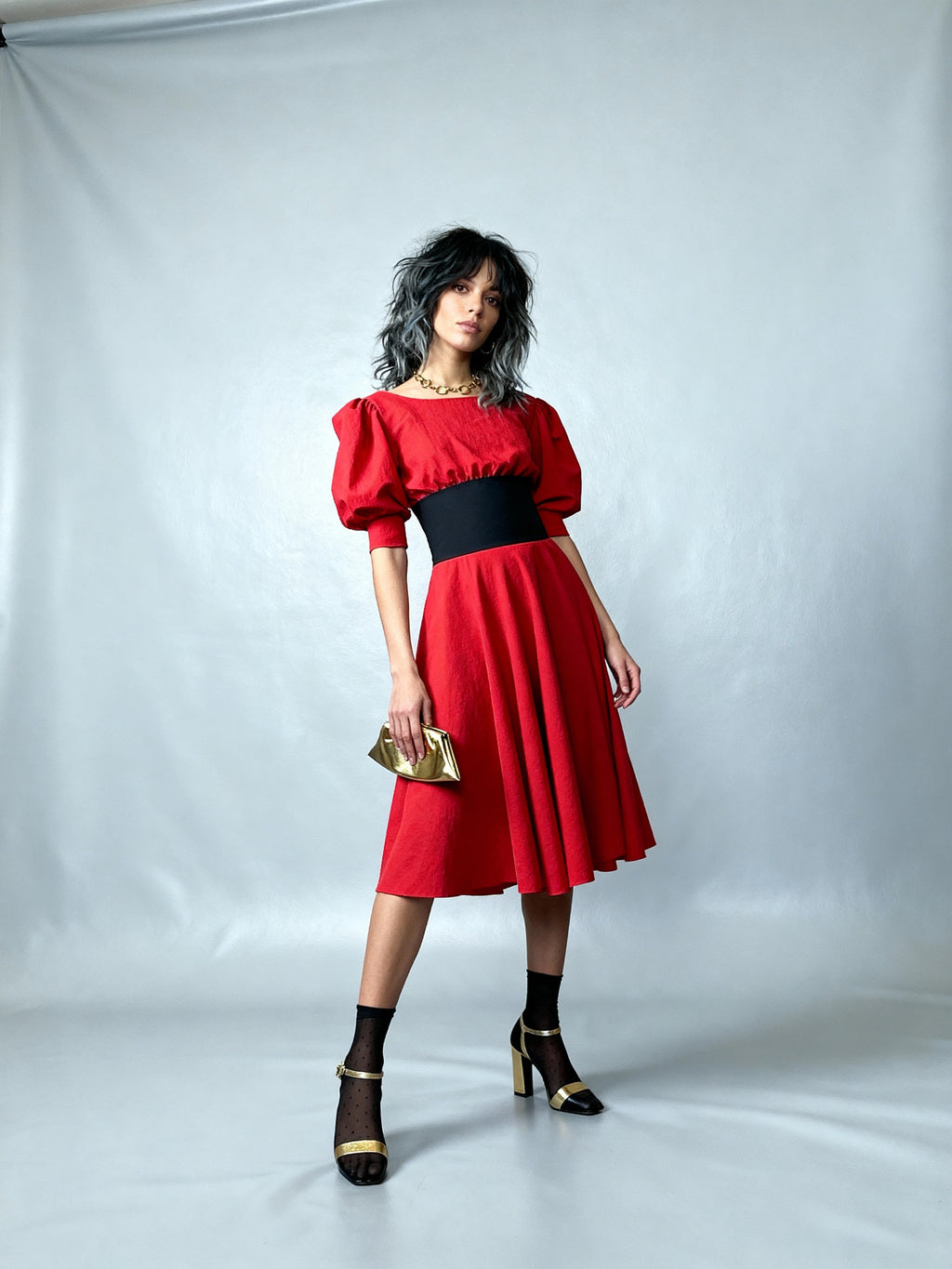 Stunning Original 1980's Vintage Zandra Rhodes Bright Red Dress UK 10 - 12