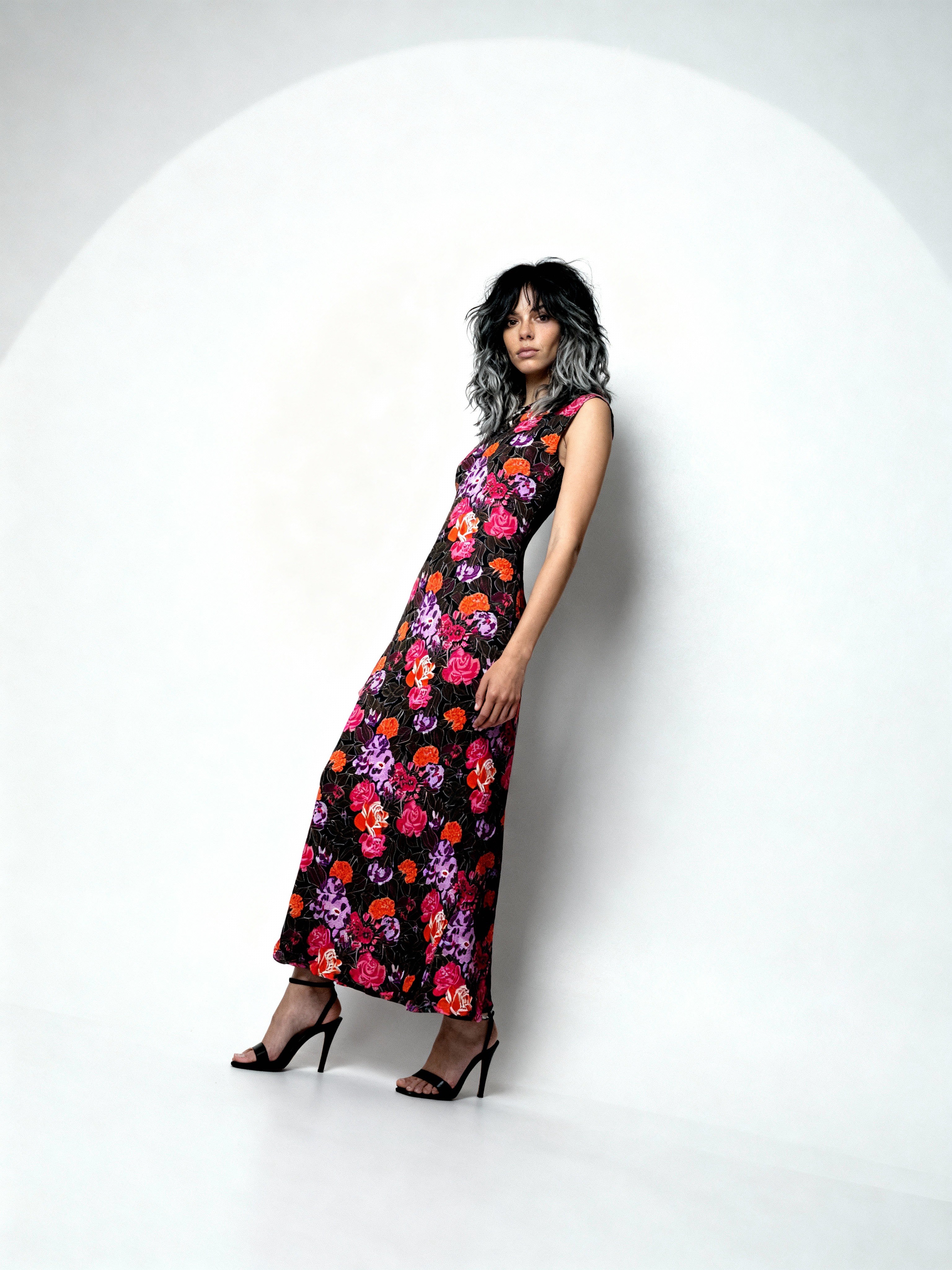 Original 1970's Vintage Floral Sleeveless Maxi Dress UK Size 10