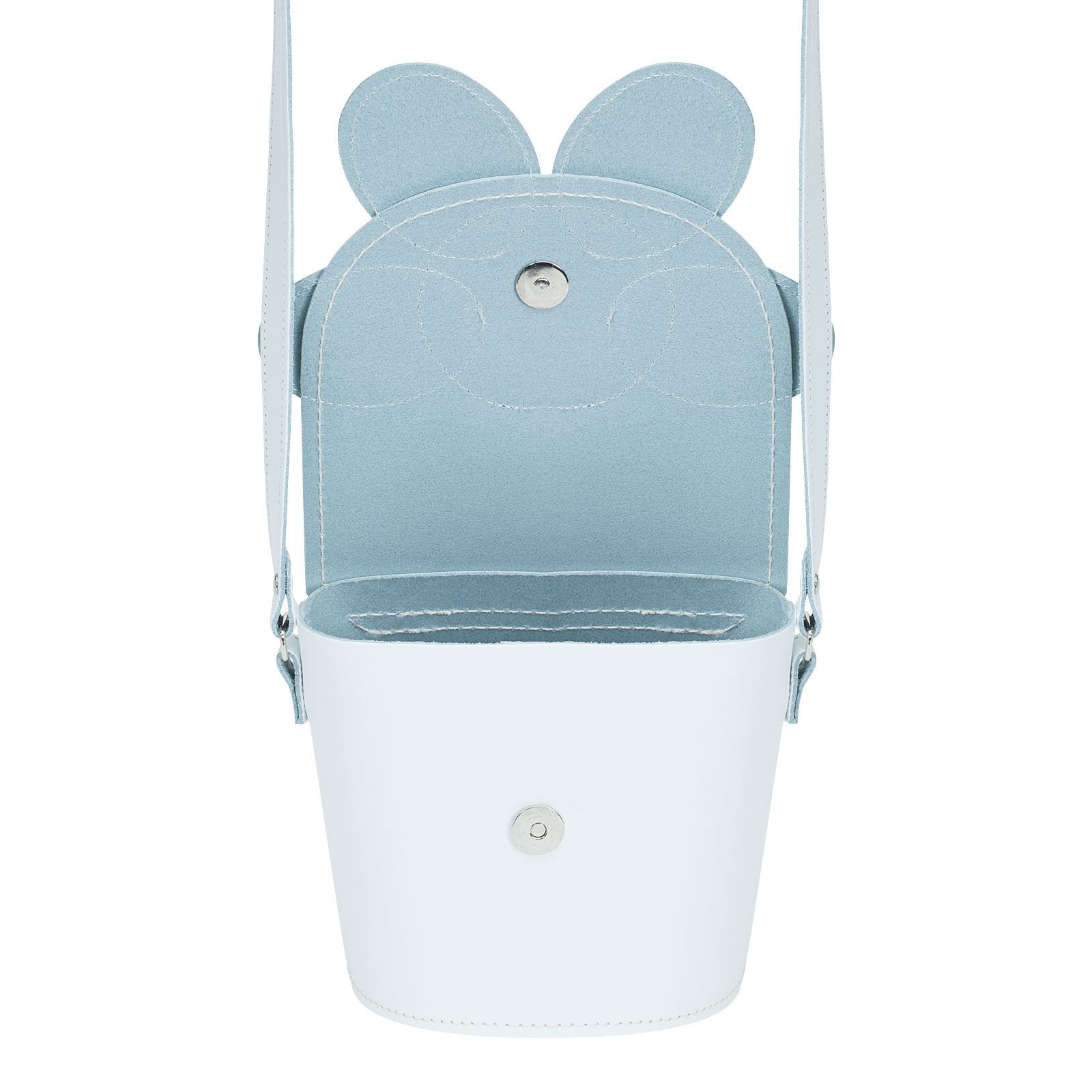 Handmade Leather Daisy Barrel Bag - White & Violet