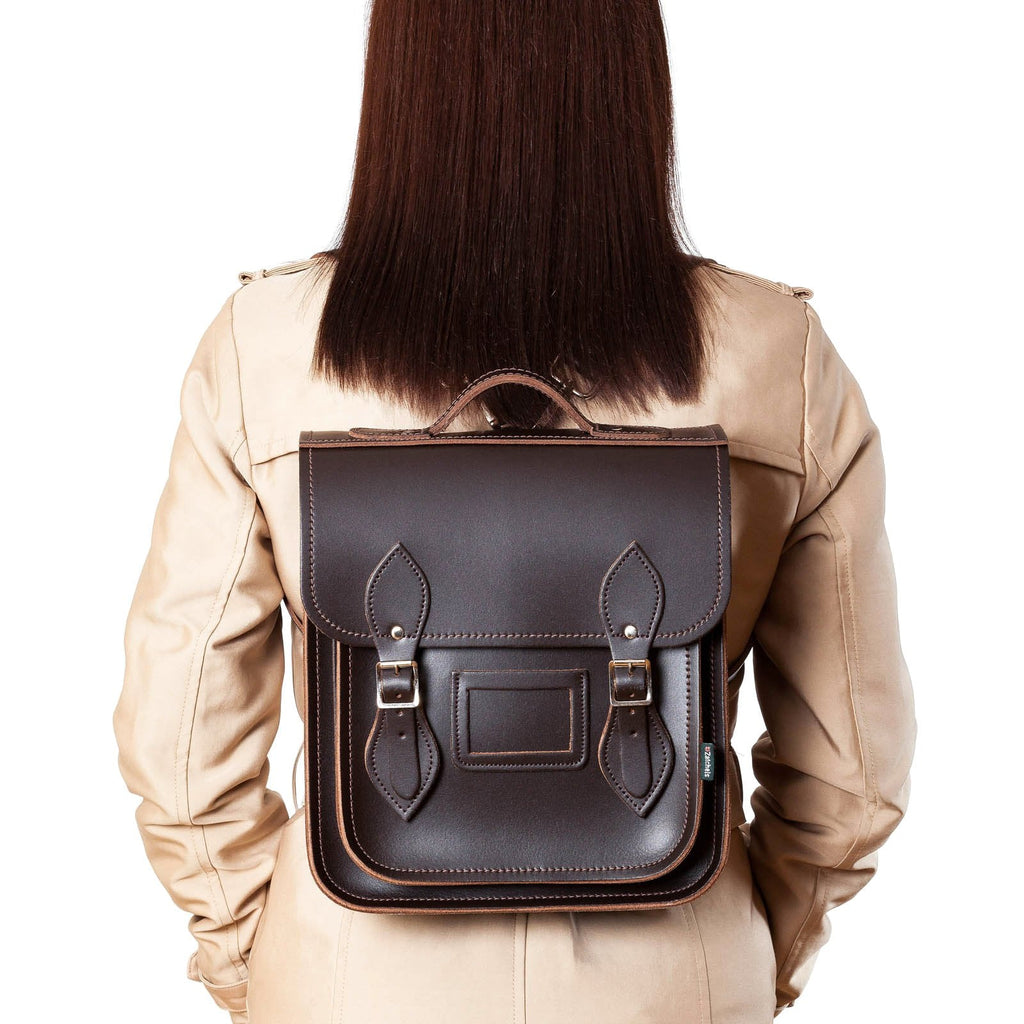 Handmade Leather City Backpack - Dark Brown