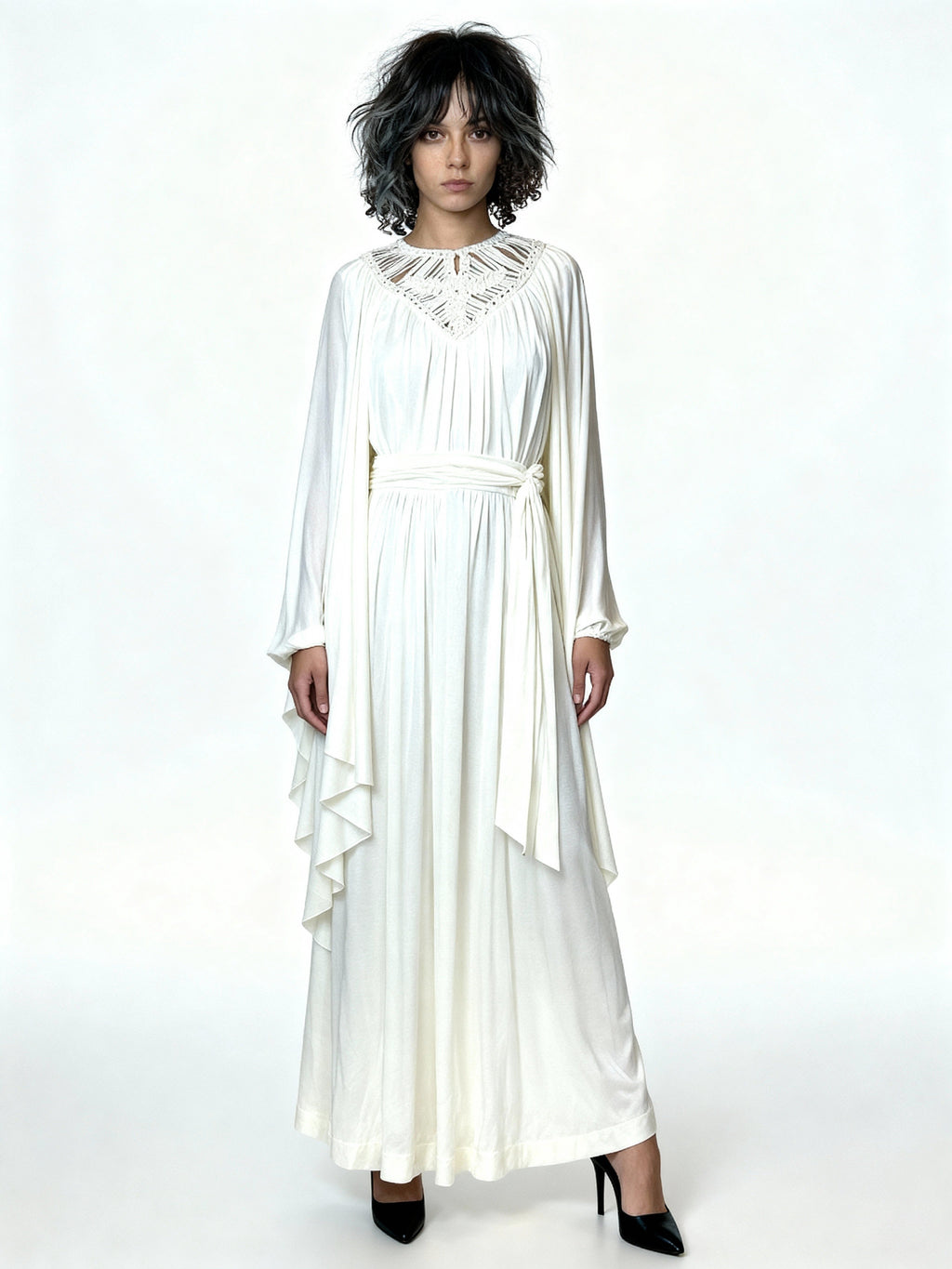 1970's Stunning Vintage Cream Goddess Wedding Dress UK 8 - 14