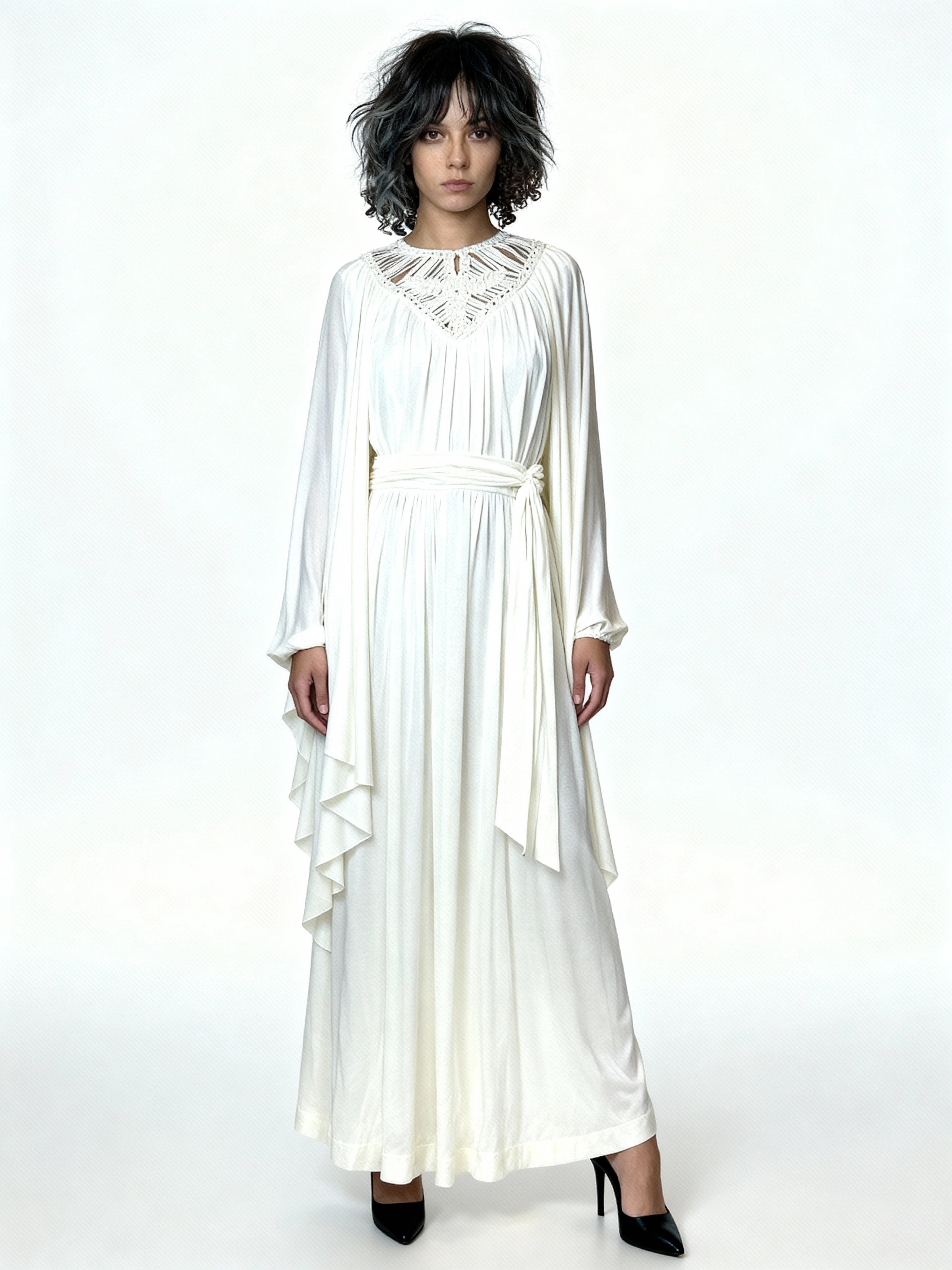 1970's Stunning Vintage Cream Goddess Wedding Dress UK 8 - 14