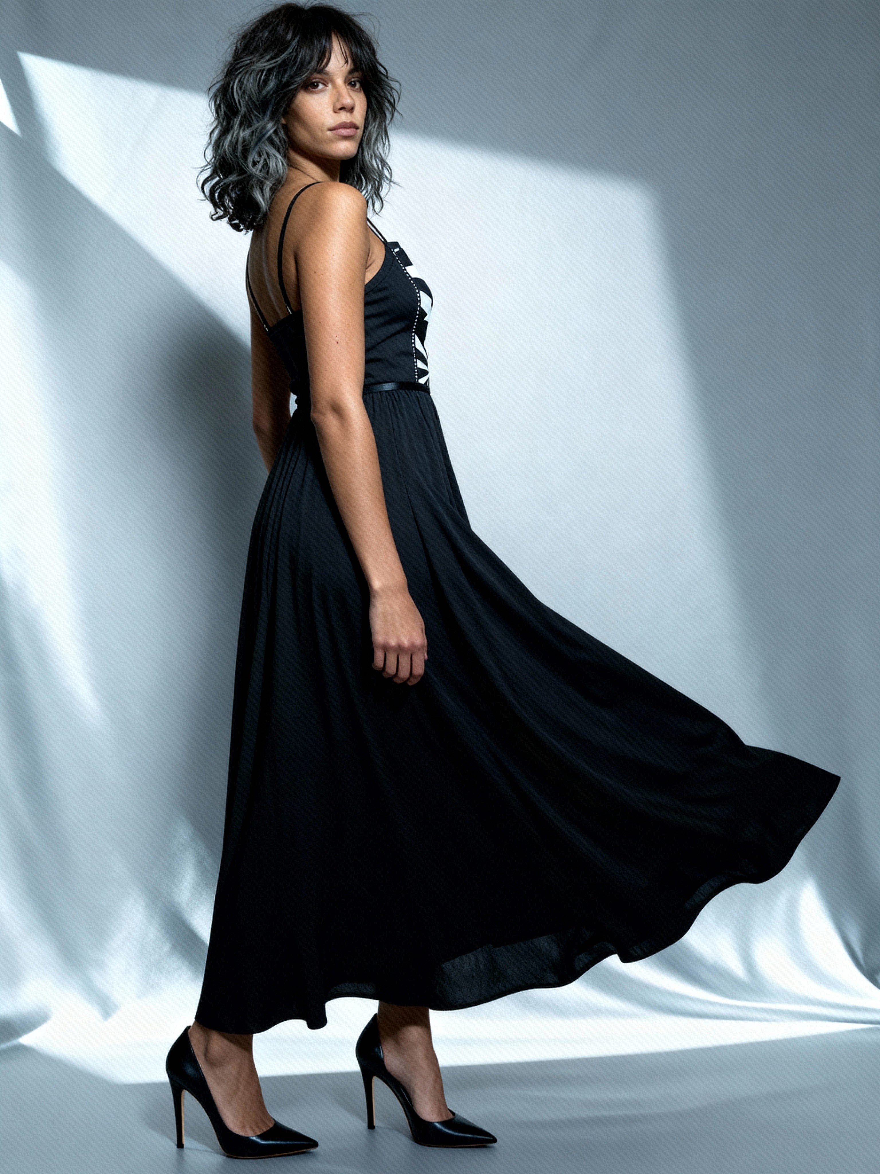 Original Vintage 1970's Black & White Disco Dress UK 8 - 10