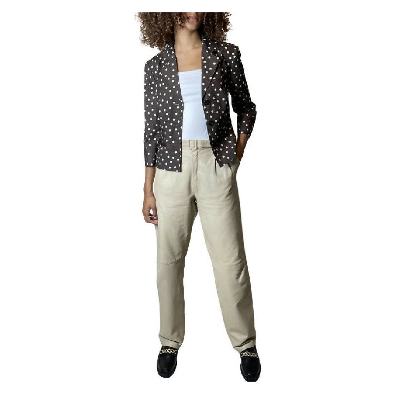 Vintage Original 1980's Italian Cream Leather Trousers UK 8 - 10