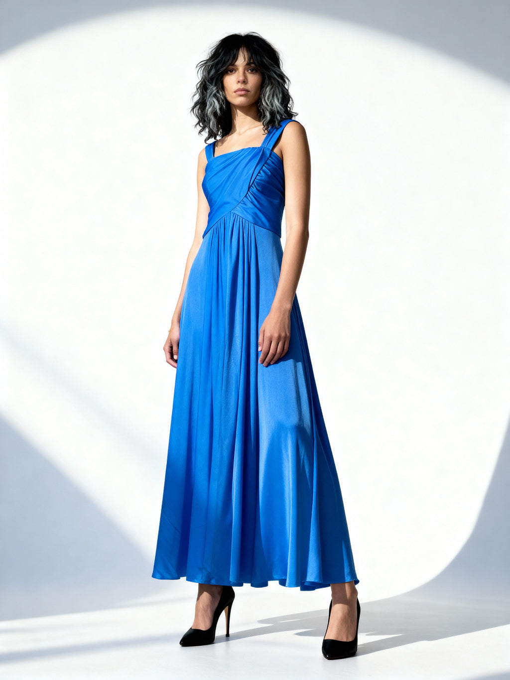 Original 1970's Electric Blue Maxi Disco Dress UK 10 - 12