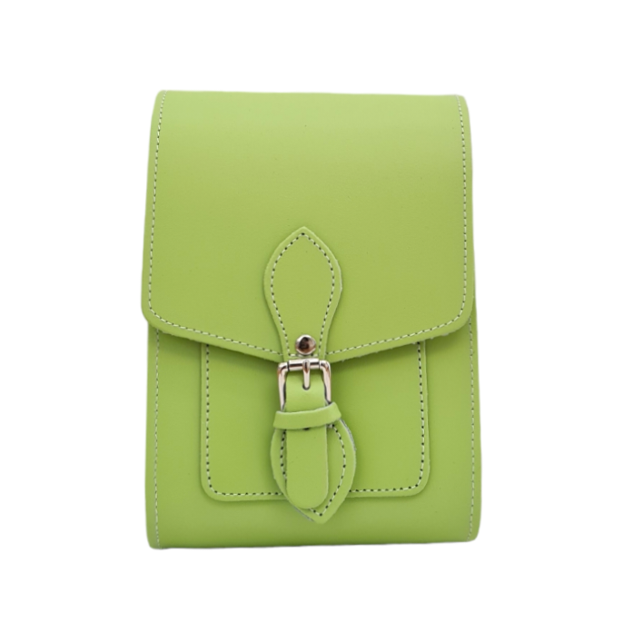 Handmade Leather Festival Phone Bag - Grass Green