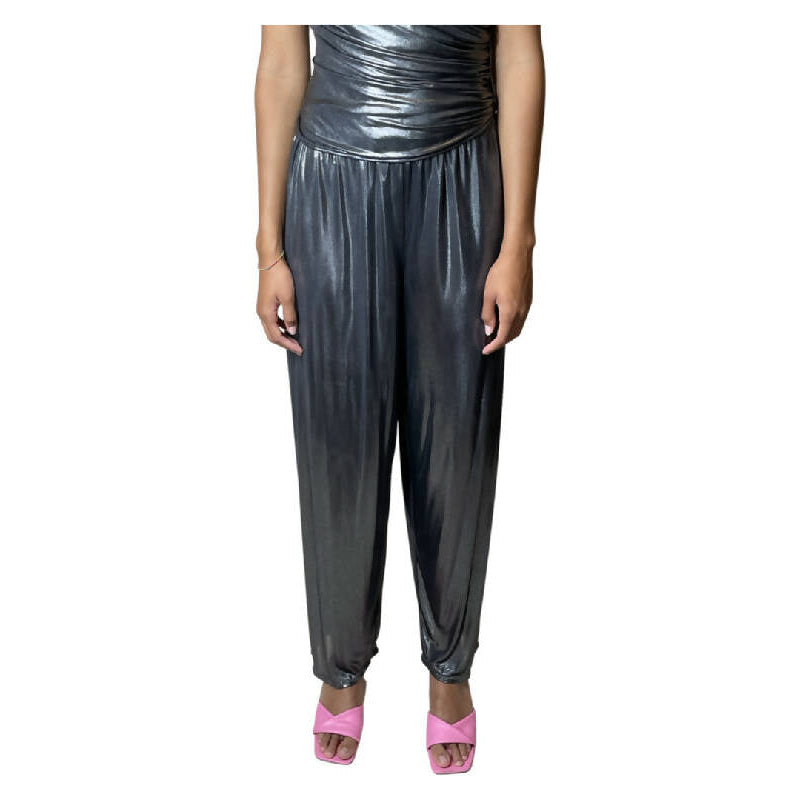 Stunning Vintage 1980's Ungaro 2 Piece Silver Matching Top & Trousers UK 8 - 10