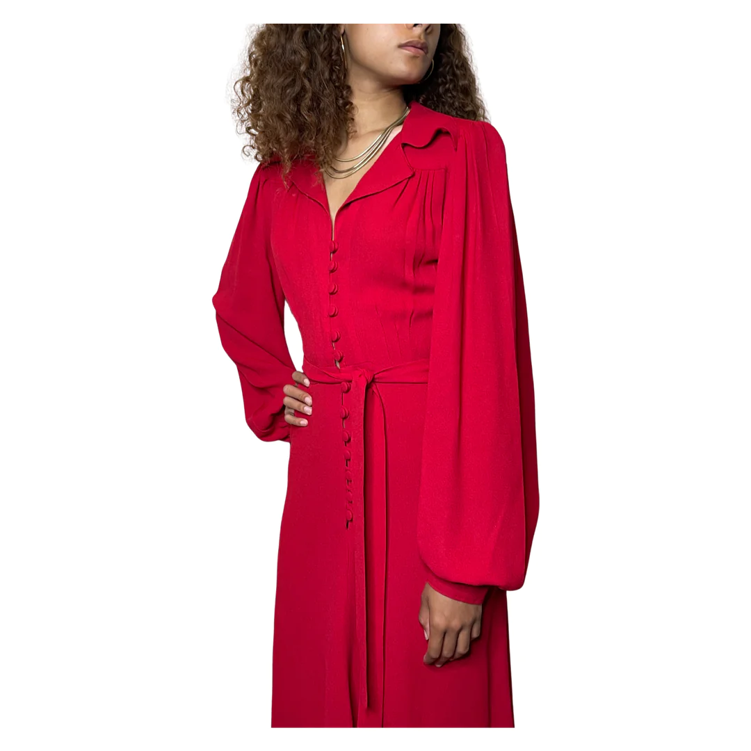 Vintage 1970'S Original Red Ossie Clark For Radley Dress Uk 10 - 12