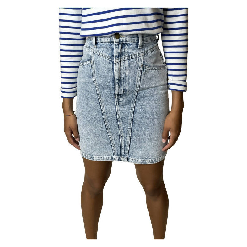 1980's Original Vintage Denim Acid Wash Skirt UK 8 - 10