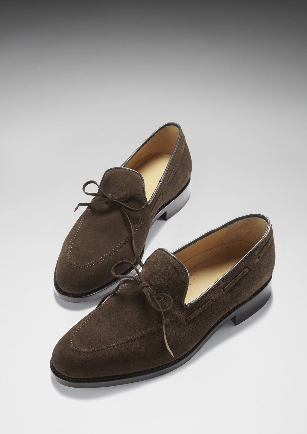Brown Suede Goodyear Welted Laced Loafers