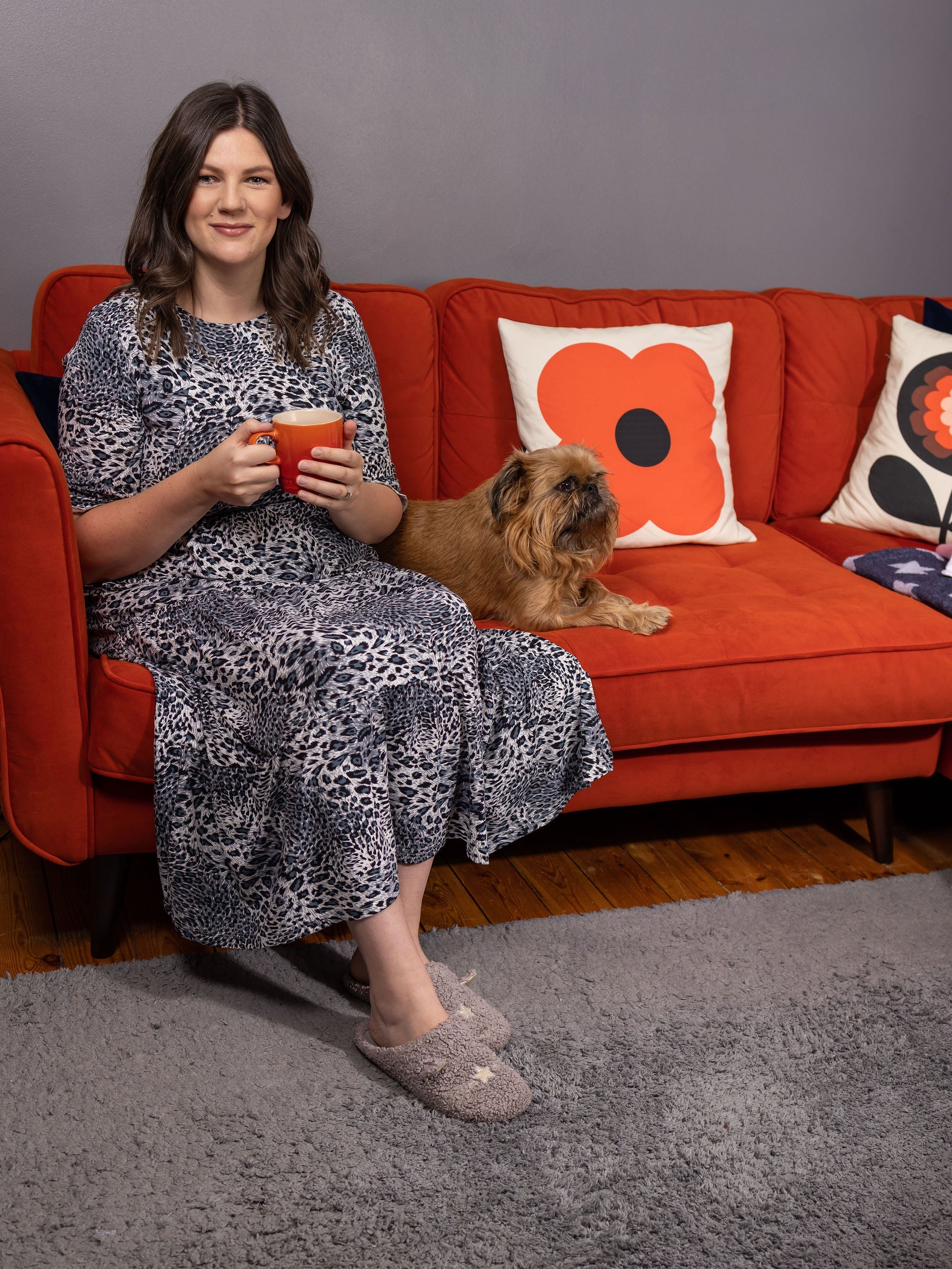 The Midi Breastfeeding Dress - Grey Leopard Cotton