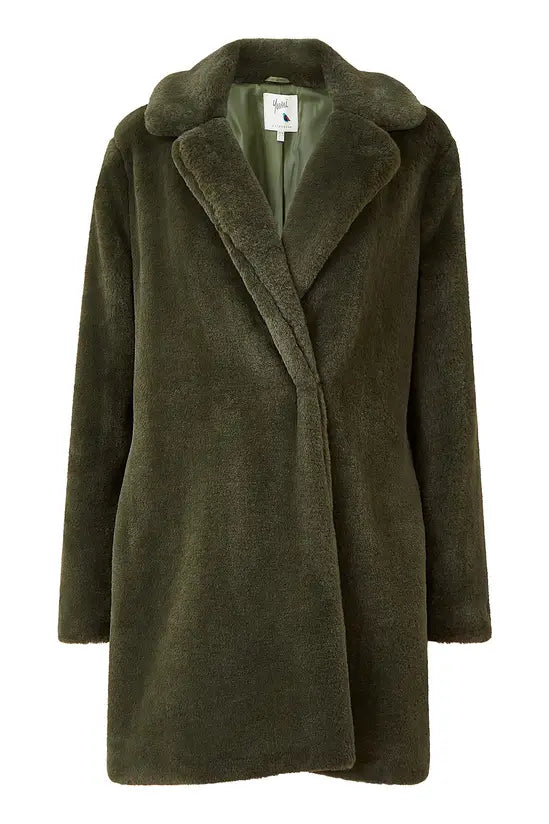 Yumi Green Faux Fur Coat