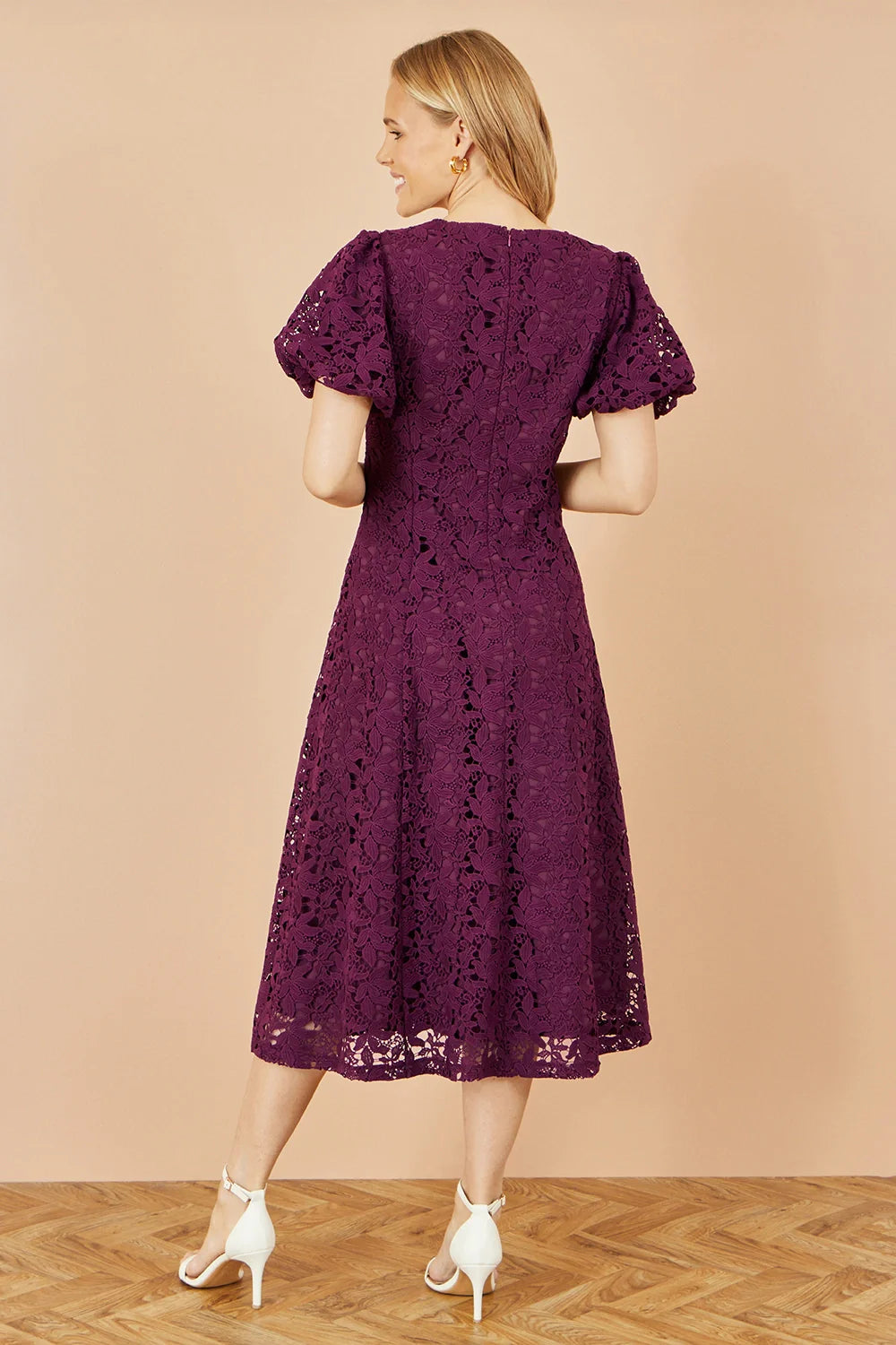 Yumi Burgundy Lace Midi Skater Dress