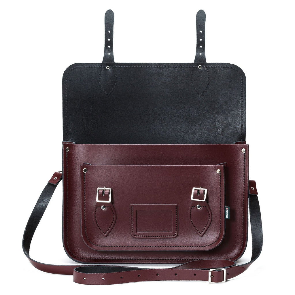 Handmade Leather Satchel - Marsala Red